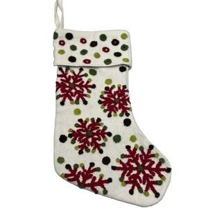 Winter Dreams Snowflake Wool Blend Christmas Stocking Polka Dot India